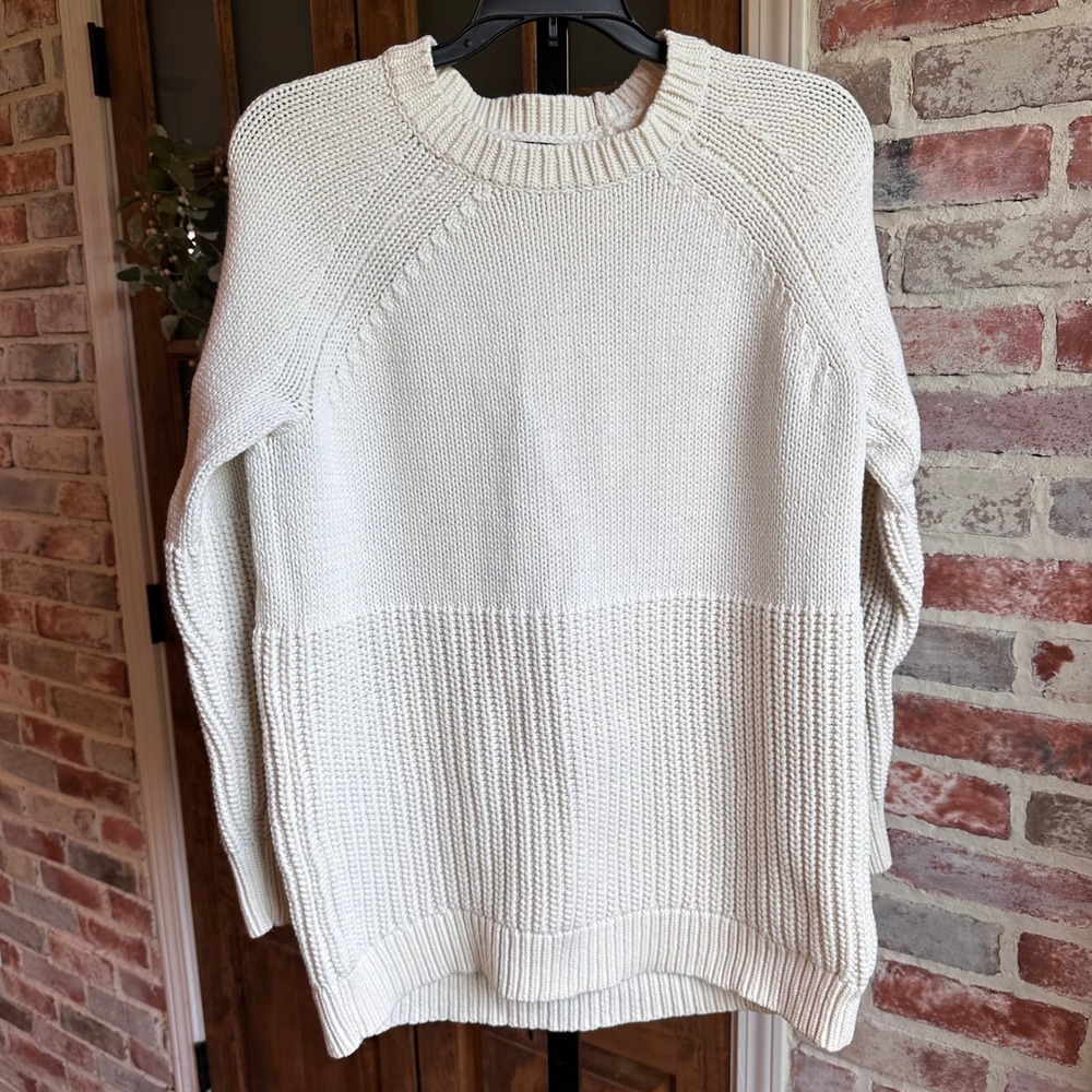 Banana Republic Sweater Womens Ivory White Chunky Cotton Wool Knit Classic M